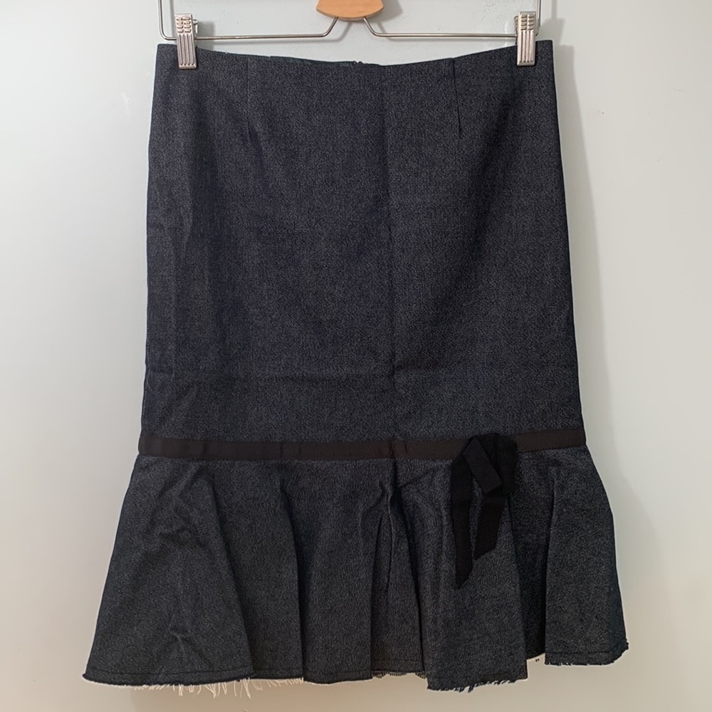 Trina Turk LA | Mermaid Lace Flared Peplum Ruffle Denim Fully Lined Midi Skirt 4